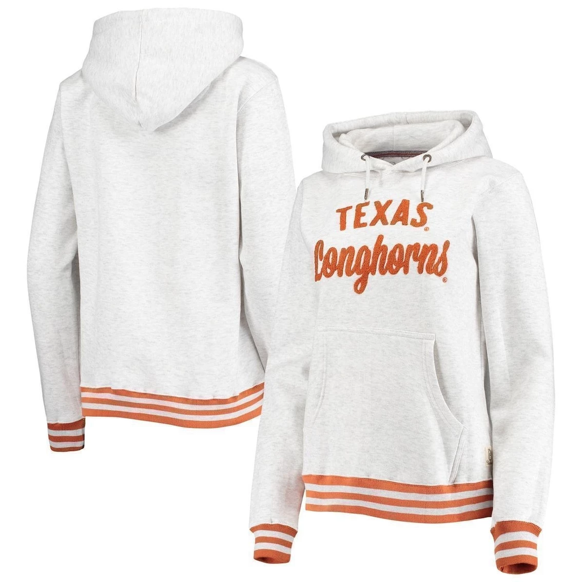 Best Sale β Women's Pressbox Ash Texas Longhorns Santa Cruz Chenille Pullover Hoodie π - Image 2