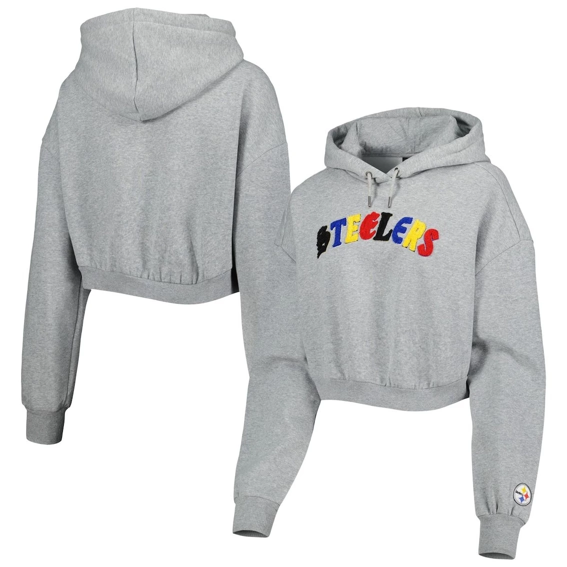 Cheapest π Women's The Wild Collective Gray Pittsburgh Steelers Cropped Pullover Hoodie π₯