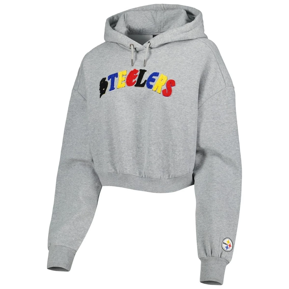 Cheapest π Women's The Wild Collective Gray Pittsburgh Steelers Cropped Pullover Hoodie π₯ - Image 3