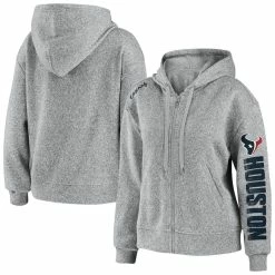 Best deal 😀 Women's WEAR By Erin Andrews Heathered Gray Houston Texans Full-Zip Hoodie 🌟