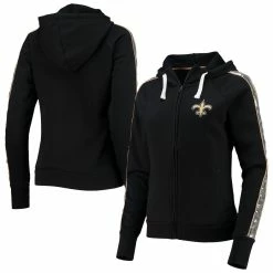 Promo β€οΈ Women's G-III 4Her By Carl Banks Black New Orleans Saints Game Changer Raglan Full-Zip Hoodie β€οΈ