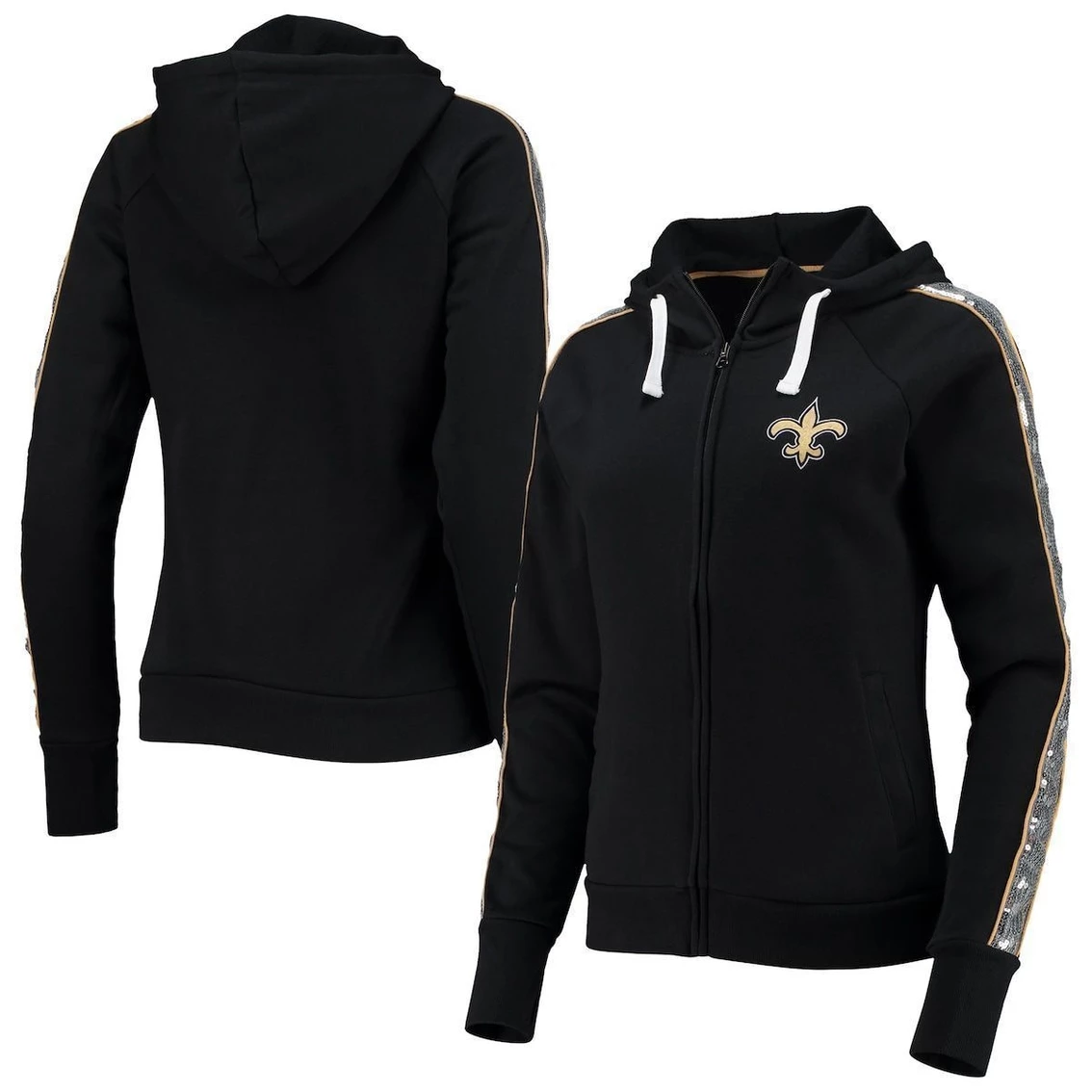 Promo ❤️ Women's G-III 4Her By Carl Banks Black New Orleans Saints Game Changer Raglan Full-Zip Hoodie ❤️
