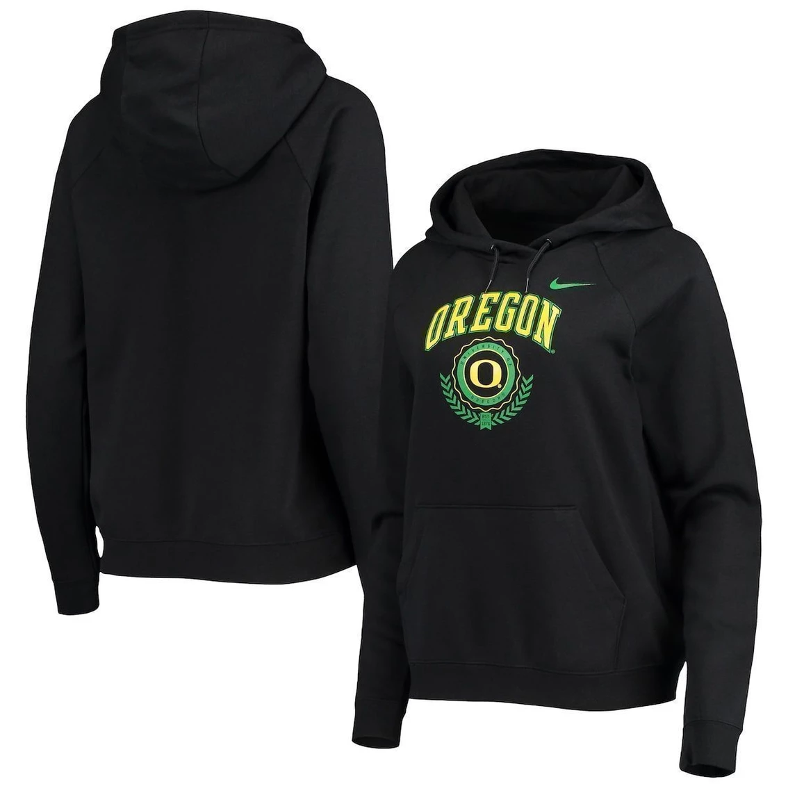 Cheap 𧨠Women's Nike Black Oregon Ducks Varsity Fleece Tri-Blend Raglan Pullover Hoodie π - Image 2