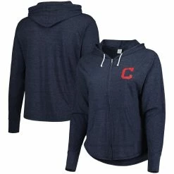Cheapest π Women's Soft As A Grape Navy Cleveland Indians Plus Size Full-Zip Hoodie π