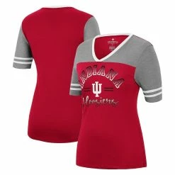 Promo β Women's Colosseum Crimson/Heathered Gray Indiana Hoosiers There You Are V-Neck T-Shirt π