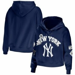 Best reviews of β€οΈ Women's WEAR By Erin Andrews Navy New York Yankees Plus Size Patches Cropped Pullover Hoodie π