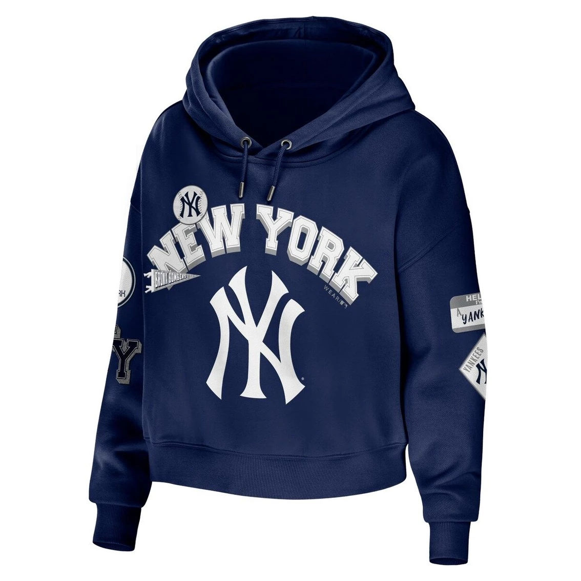 Best reviews of β€οΈ Women's WEAR By Erin Andrews Navy New York Yankees Plus Size Patches Cropped Pullover Hoodie π - Image 3