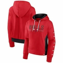 Buy π Women's Fanatics Branded Red Chicago Bulls Iconic Halftime Colorblock Pullover Hoodie π