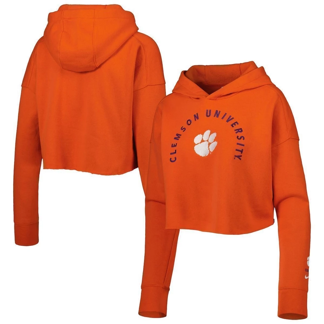 Brand new π Women's Nike Orange Clemson Tigers 2-Hit Cropped Pullover Hoodie π
