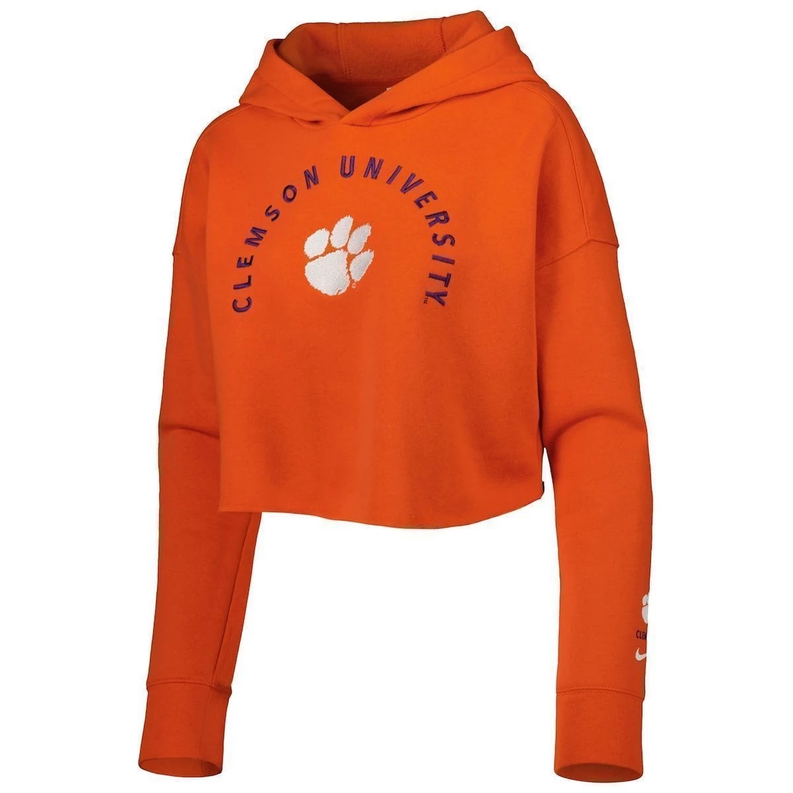 Brand new π Women's Nike Orange Clemson Tigers 2-Hit Cropped Pullover Hoodie π - Image 3