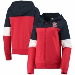 Best deal 🔔 Women's New Era Red St. Louis Cardinals Colorblock French Terry Full-Zip Hoodie ✨