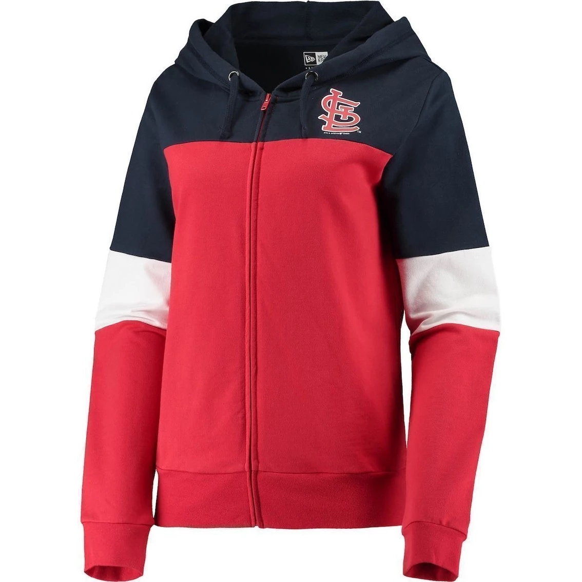 Best deal π Women's New Era Red St. Louis Cardinals Colorblock French Terry Full-Zip Hoodie β¨ - Image 3