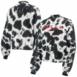 Cheap π Women's Junk Food Black Chicago Bulls Tie-Dye Pullover Sweatshirt π