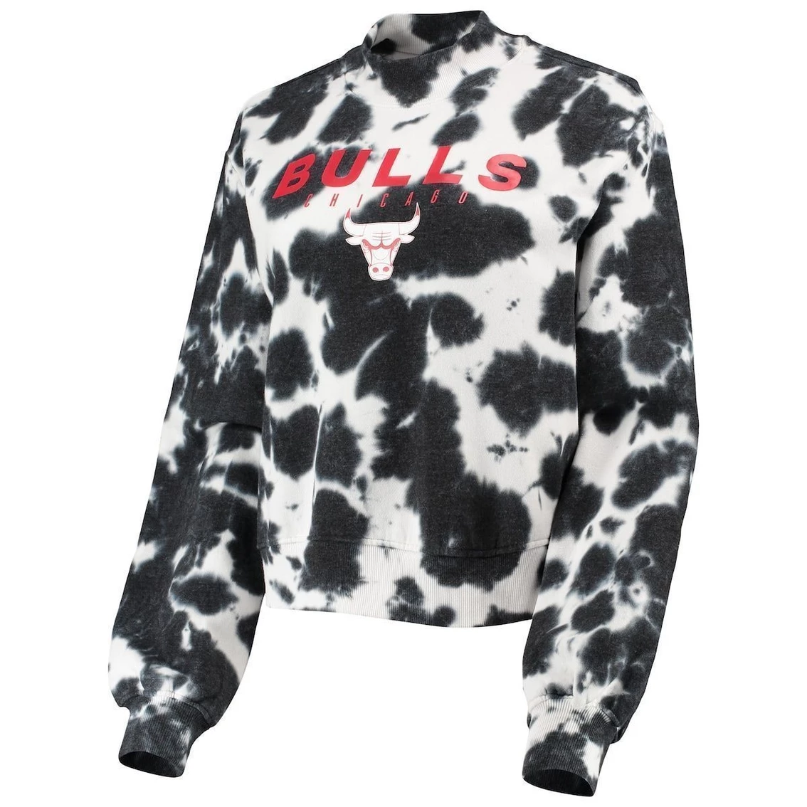 Cheap π Women's Junk Food Black Chicago Bulls Tie-Dye Pullover Sweatshirt π - Image 3