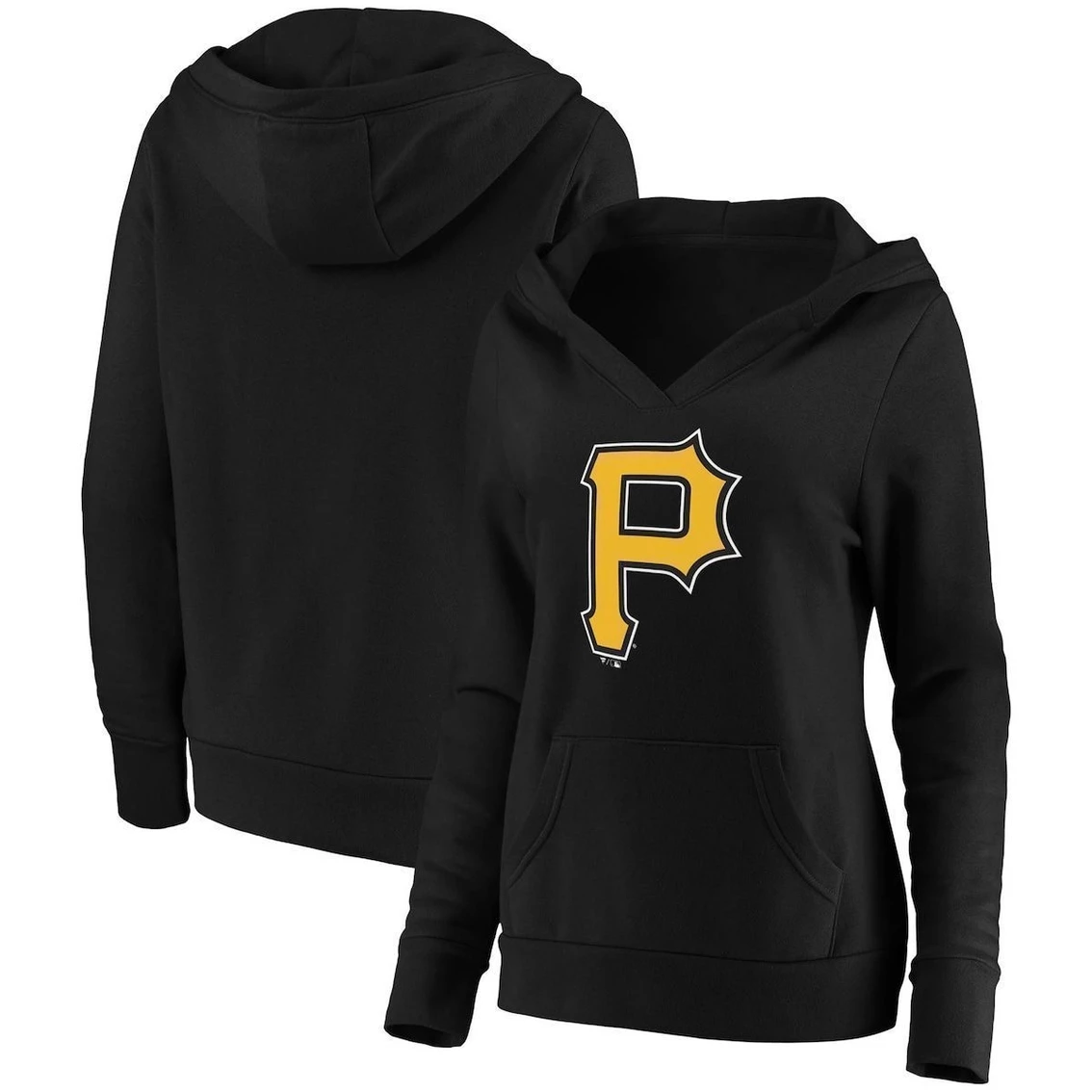 Coupon π Women's Fanatics Branded Black Pittsburgh Pirates Official Logo Crossover V-Neck Pullover Hoodie π - Image 2