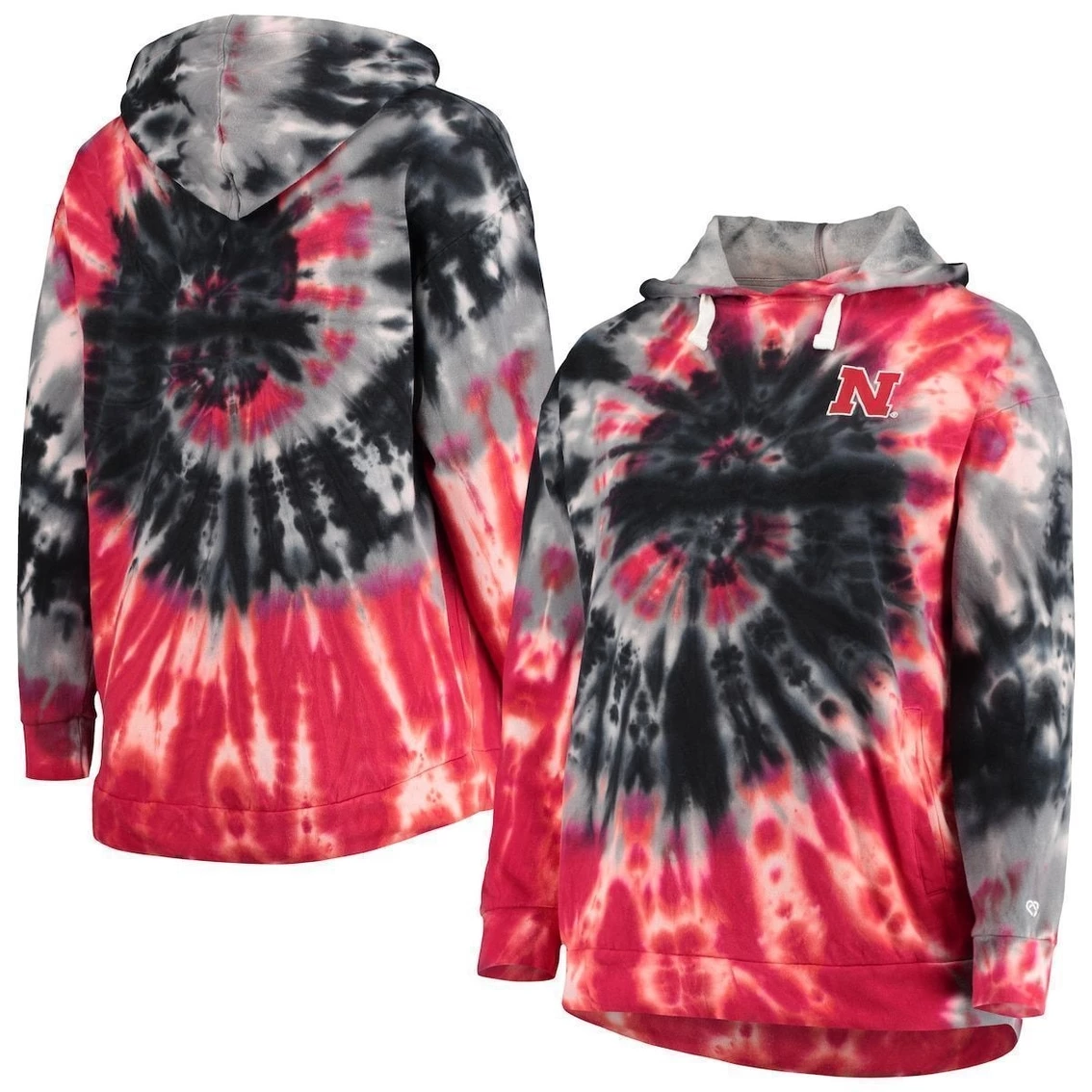 New β Women's Colosseum Scarlet Nebraska Huskers Slow Ride Spiral Tie-Dye Oversized Pullover Hoodie π₯° - Image 2