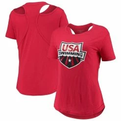 Discount 😉 Boxercraft 👩 Women's Red USA Swimming Cut Out Back T-Shirt 🤩