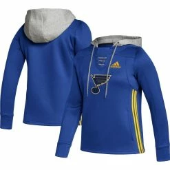 Promo π Women's Adidas Blue St. Louis Blues Skate Lace Primeblue Team Pullover Hoodie βοΈ