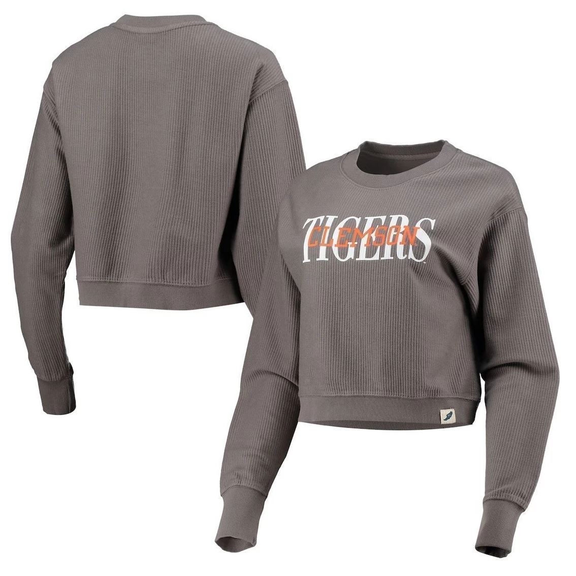 Buy β¨ Women's League Collegiate Wear Graphite Clemson Tigers Classic Corded Timber Crop Pullover Sweatshirt π