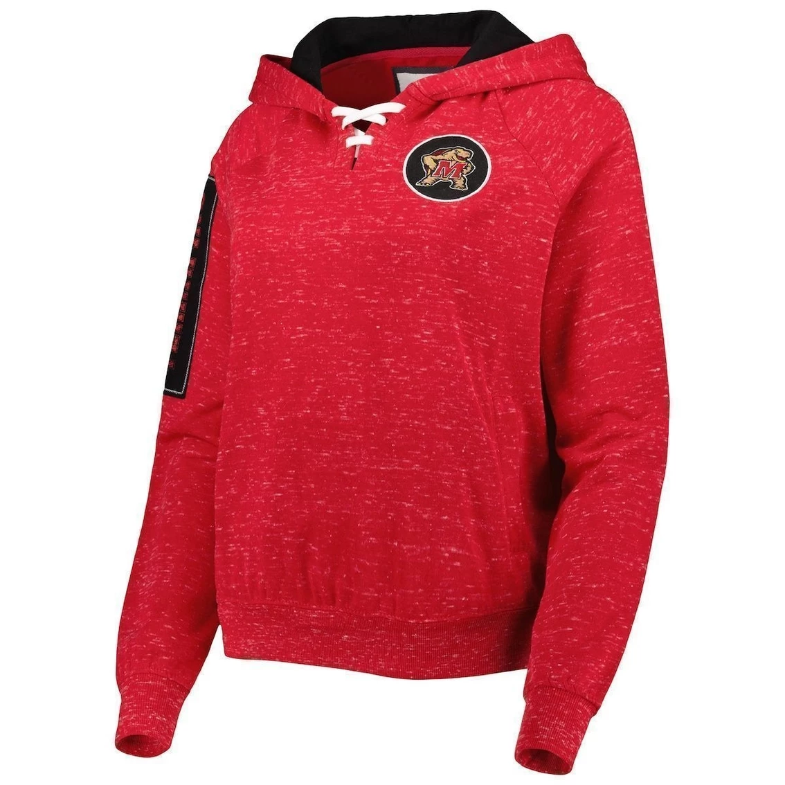 Coupon 𧨠Women's Colosseum Red Maryland Terrapins The Devil Speckle Lace-Placket Raglan Pullover Hoodie π€© - Image 3