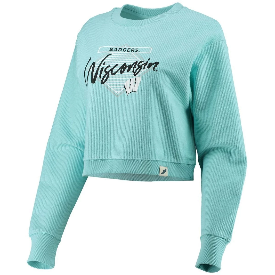 Coupon π Women's League Collegiate Wear Light Blue Wisconsin Badgers Corded Timber Crop Pullover Sweatshirt βοΈ - Image 3