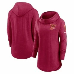 Best Pirce ✨ Women's Nike Burgundy Washington Commanders Minimal Statement Raglan Funnel Neck Pullover Hoodie 🥰