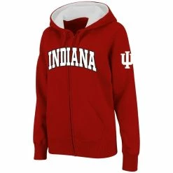 Best Sale 🎁 Colosseum 👩 Women's Stadium Athletic Crimson Indiana Hoosiers Arched Name Full-Zip Hoodie 😀