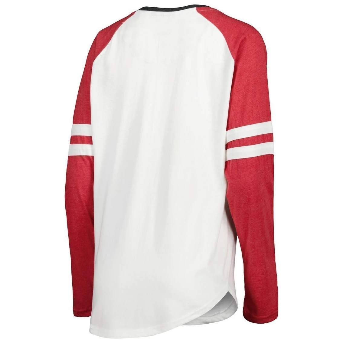 Top 10 π Women's Pressbox White/Crimson Indiana Hoosiers Brooking Sleeve Stripe Raglan Long Sleeve T-Shirt π - Image 4
