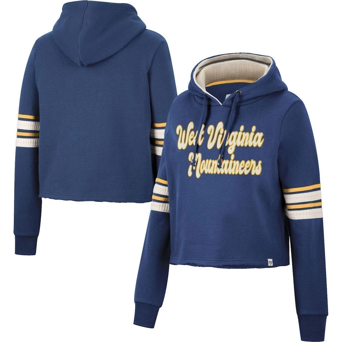 Deals π Women's Colosseum Navy West Virginia Mountaineers Retro Cropped Pullover Hoodie π₯