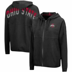 Top 10 π Women's Colosseum Black Ohio State Buckeyes Two-Hit Full-Zip Hoodie π