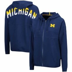 Best Pirce 🌟 Women's Colosseum Navy Michigan Wolverines Two-Hit Full-Zip Hoodie 🛒