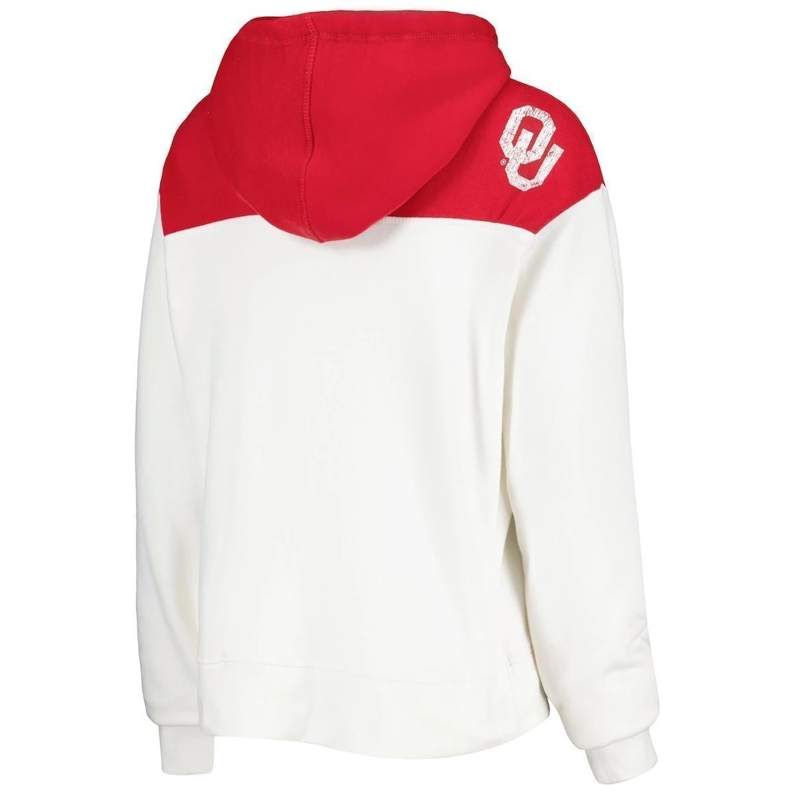 Best Pirce π Women's Pressbox White/Crimson Oklahoma Sooners Chicago 2-Hit Yoke Pullover Hoodie π - Image 4