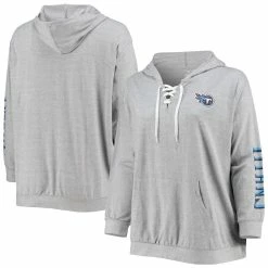 Coupon β Women's Fanatics Branded Heathered Gray Tennessee Titans Plus Size Lace-Up Pullover Hoodie π