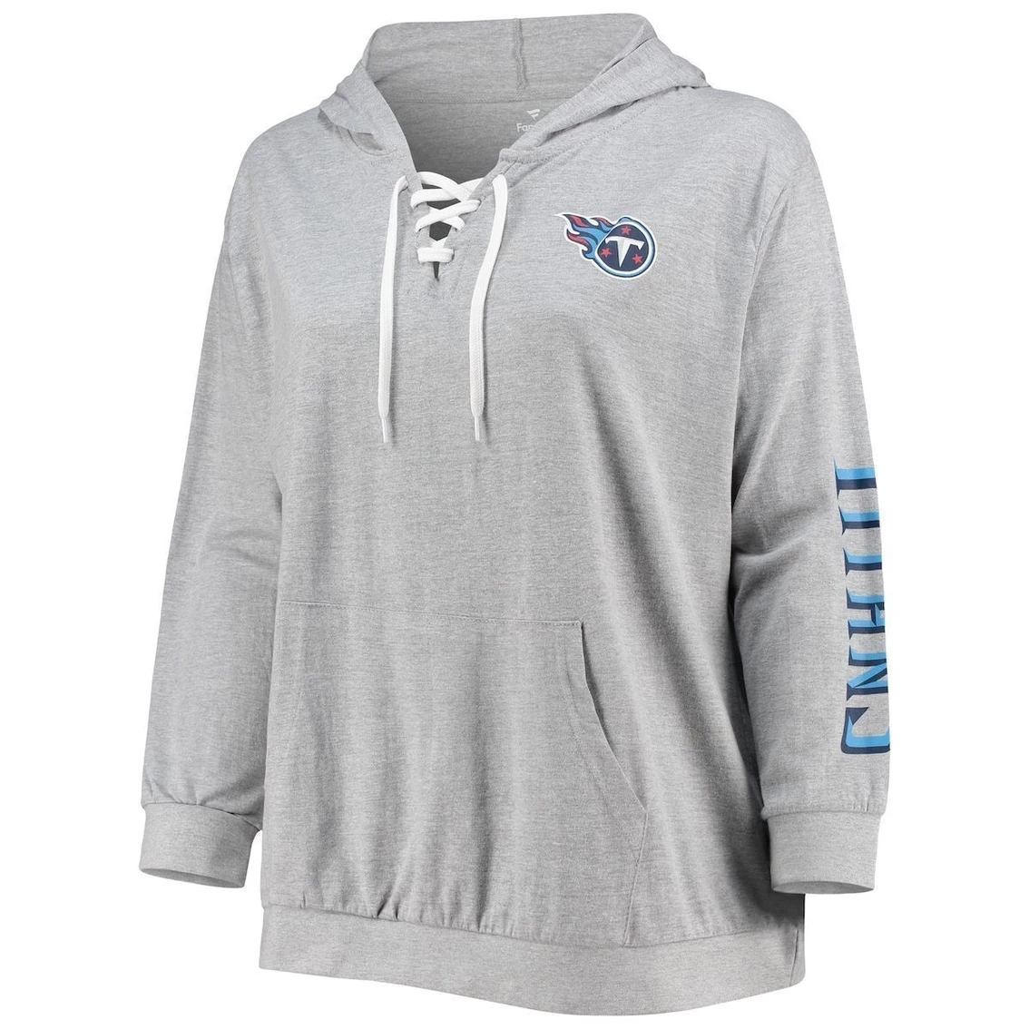 Coupon β Women's Fanatics Branded Heathered Gray Tennessee Titans Plus Size Lace-Up Pullover Hoodie π - Image 3