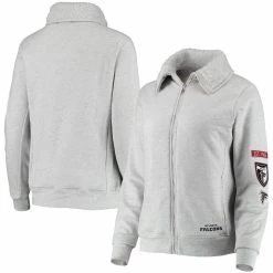 Deals 😍 Women's WEAR By Erin Andrews Gray Atlanta Falcons Fleece Full-Zip Sweatshirt ✔️