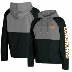 Discount 🎁 Women's Champion Black Texas Longhorns Colorblocked Packable Raglan Half-Zip Hoodie Jacket 🤩