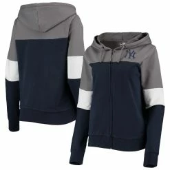 Promo π Women's New Era Navy New York Yankees Colorblock French Terry Full-Zip Hoodie π