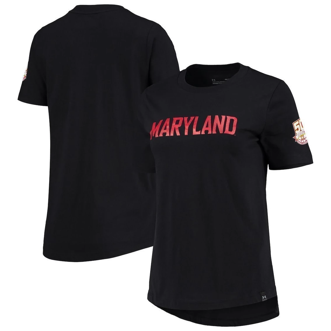 Best Sale π Women's Under Armour Black Maryland Terrapins 50th Season π Basketball T-Shirt π - Image 2