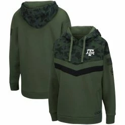 Best Sale 💯 Women's Colosseum Olive/Camo Texas A&M Aggies OHT Military Appreciation Extraction Chevron Pullover Hoodie 🔔