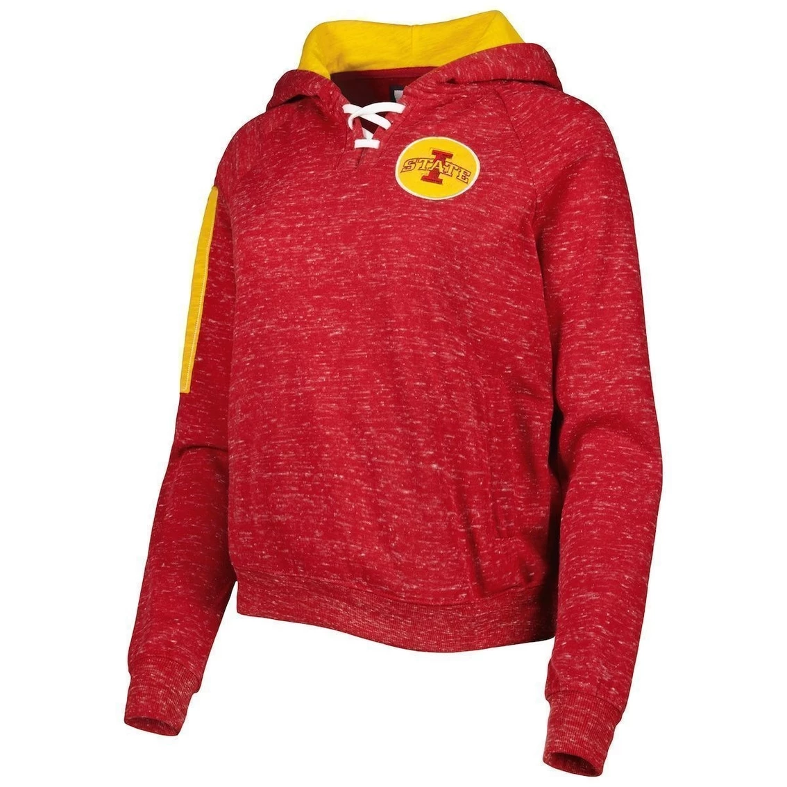Deals π₯ Women's Colosseum Cardinal Iowa State Cyclones The Devil Speckle Lace-Placket Raglan Pullover Hoodie π - Image 3