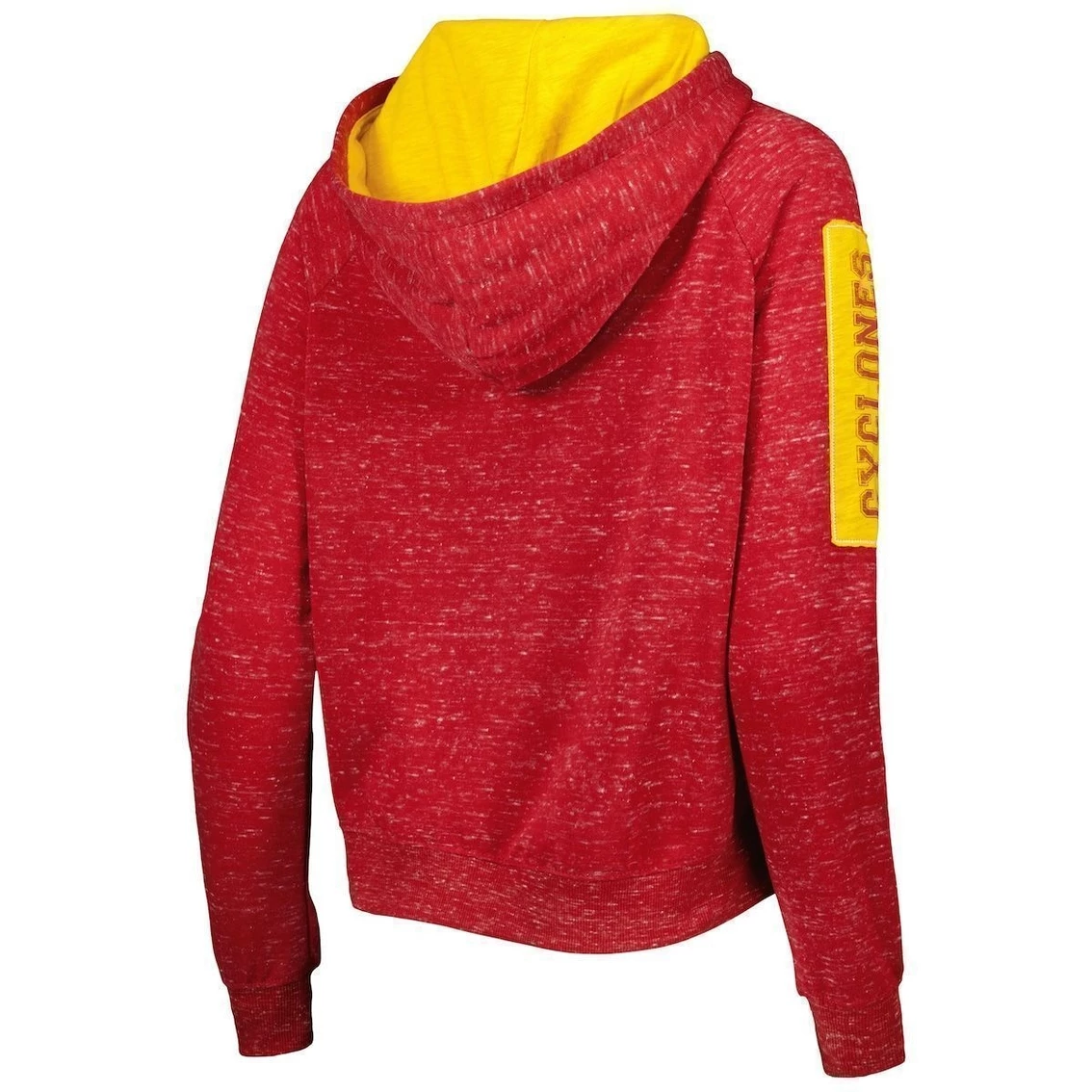 Deals π₯ Women's Colosseum Cardinal Iowa State Cyclones The Devil Speckle Lace-Placket Raglan Pullover Hoodie π - Image 4
