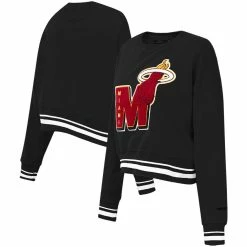 Outlet 😍 Women's Pro Standard Black Miami Heat Mash Up Pullover Sweatshirt ✔️