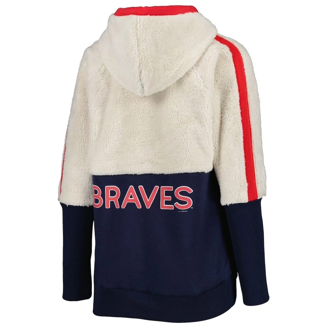 Cheapest π― Women's G-III 4Her By Carl Banks Oatmeal/Navy Atlanta Braves Shuffle It Raglan Full-Zip Hoodie β€οΈ - Image 4