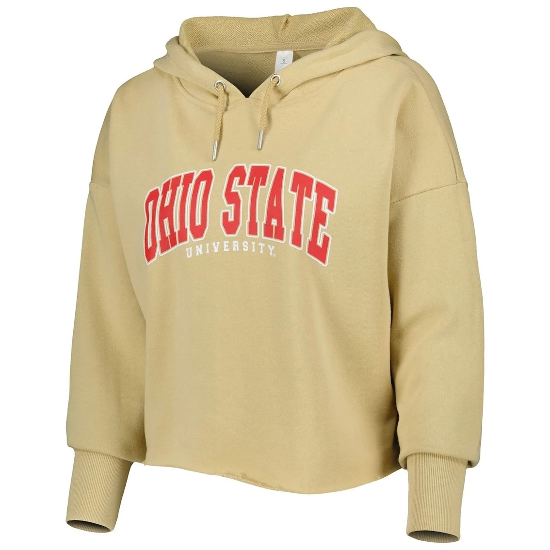 Best Pirce π Women's ZooZatz Tan Ohio State Buckeyes Core University Cropped French Terry Pullover Hoodie π - Image 3