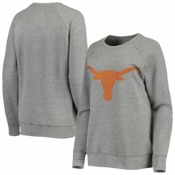 Brand new π― Women's Pressbox Heathered Gray Texas Longhorns Big Logo Knobi Fleece Raglan Pullover Sweatshirt π₯