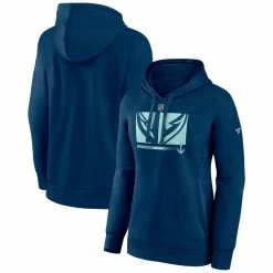 New ✨ Women's Fanatics Branded Deep Sea Blue Seattle Kraken Authentic Pro Core Collection Secondary Logo V-Neck Pullover Hoodie ⌛