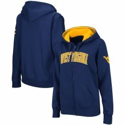 Deals π Colosseum π© Women's Stadium Athletic Navy West Virginia Mountaineers Arched Name Full-Zip Hoodie β¨