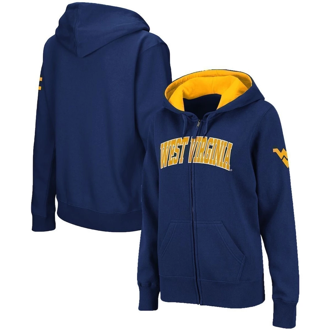 Deals π Colosseum π© Women's Stadium Athletic Navy West Virginia Mountaineers Arched Name Full-Zip Hoodie β¨