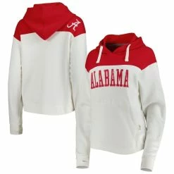 Budget π Women's Pressbox White/Crimson Alabama Crimson Tide Chicago 2-Hit Yoke Pullover Hoodie π