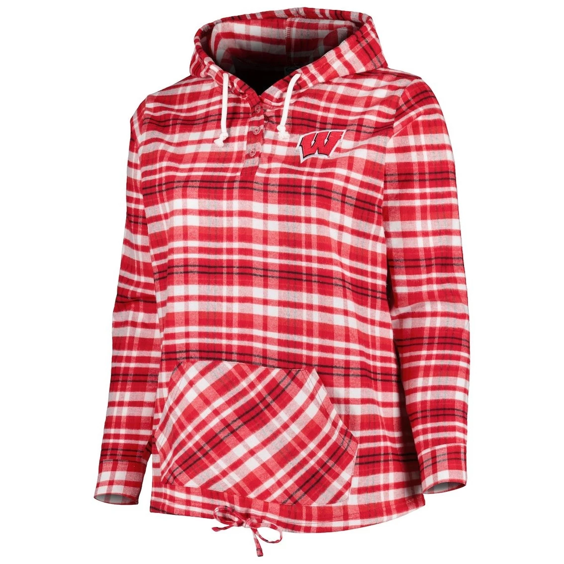 Cheapest π Profile π© Women's Red/Black Wisconsin Badgers Plus Size Mainstay Plaid Henley Raglan Pullover Hoodie π€© - Image 3